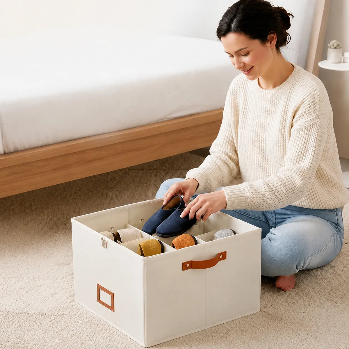 Foldable Breathable Shoe Storage Organizer with Compartments