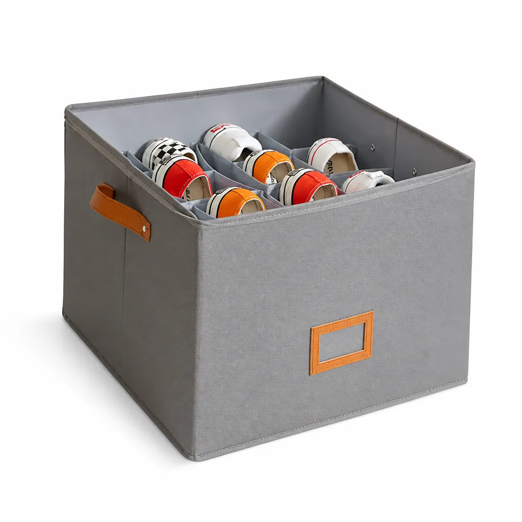 Foldable Breathable Shoe Storage Organizer with Compartments