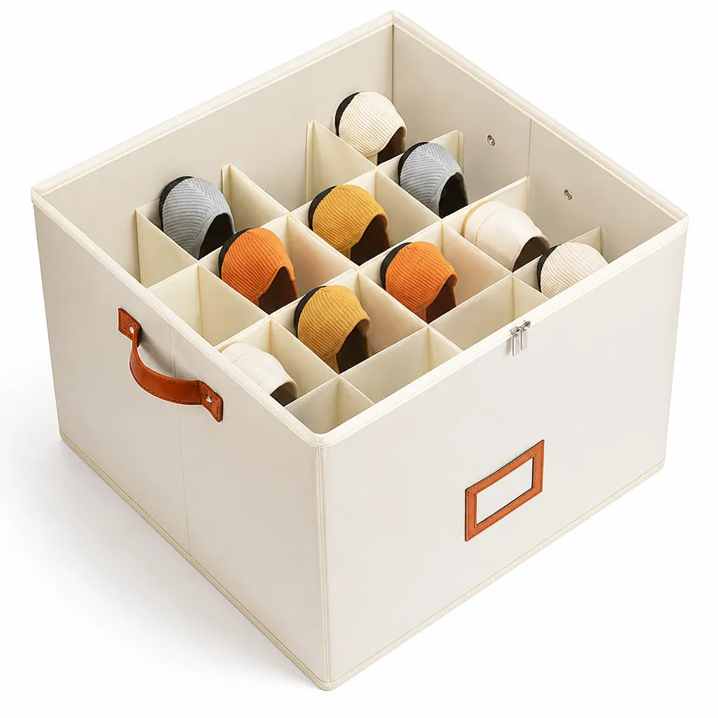 Foldable Breathable Shoe Storage Organizer with Compartments