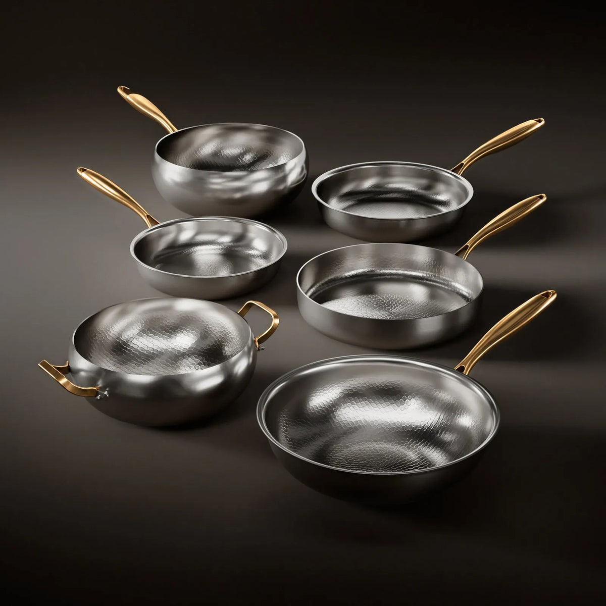 Hammered Titanium Cookware Set with Lids