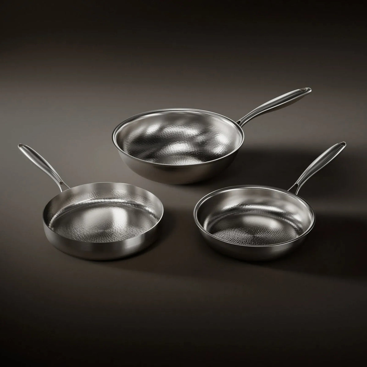 Hammered Titanium Wok Cookware Set with Matching Lid