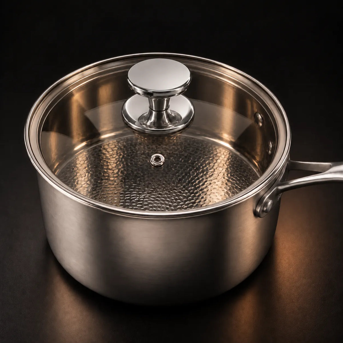 Hand-Hammered Pure Titanium Pot with Lid