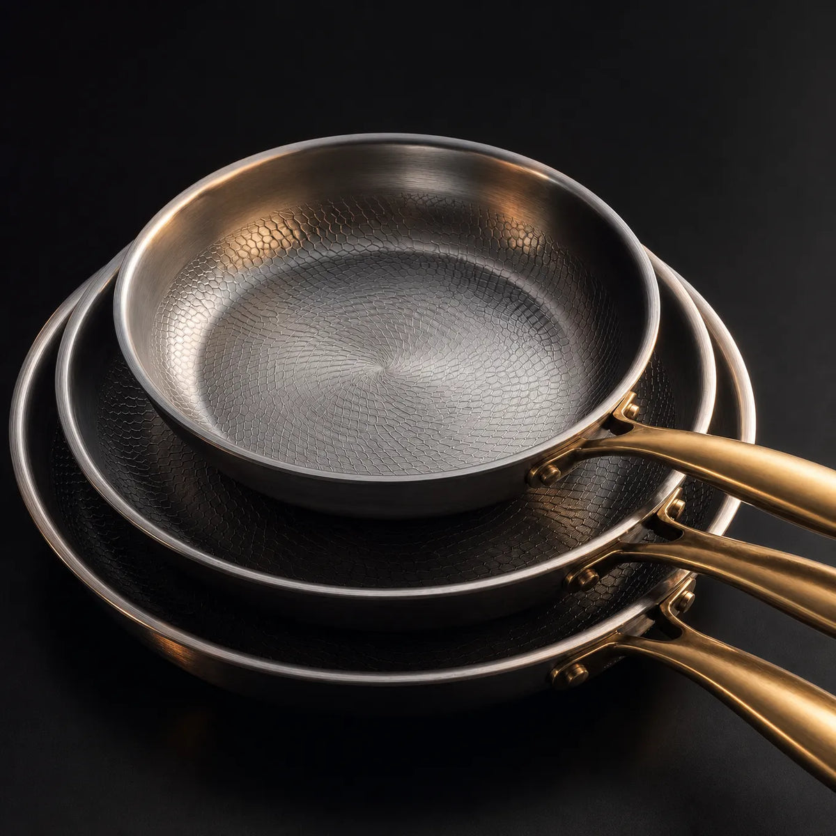 Hand-Hammered Titanium Frying Pan 3-Piece Set