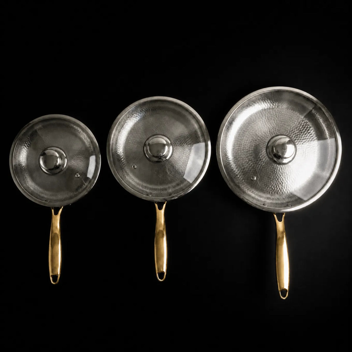 Hand-Hammered Titanium Frying Pan 3-Piece Set