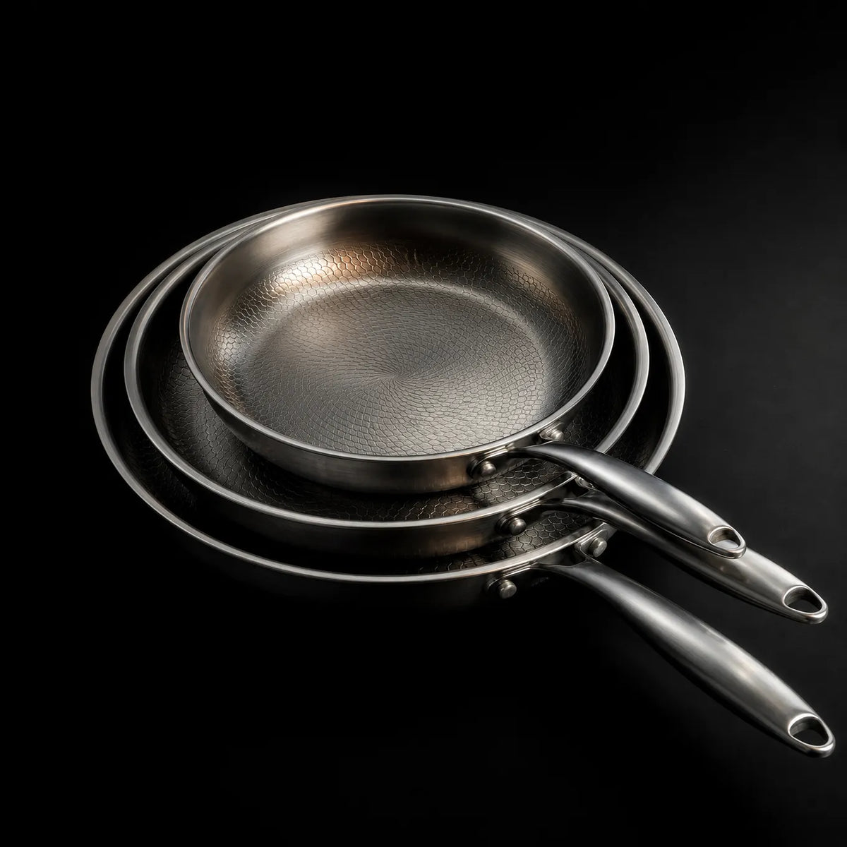 Hand-Hammered Titanium Frying Pan Set