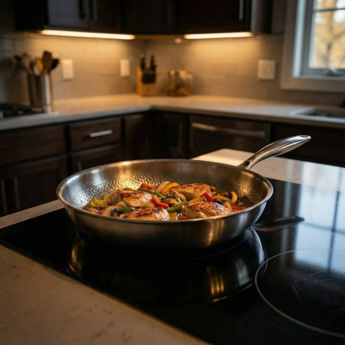 Hand-Hammered Titanium Frying Pan Set with Lids