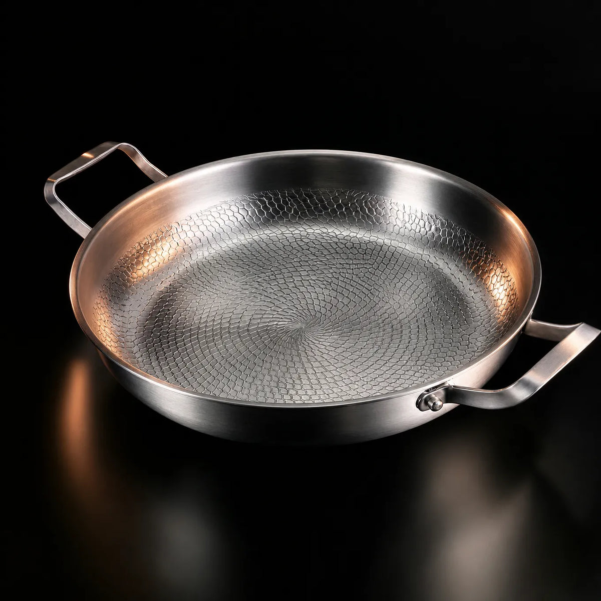 Hand-Hammered Titanium Pan with Dual Side Handles