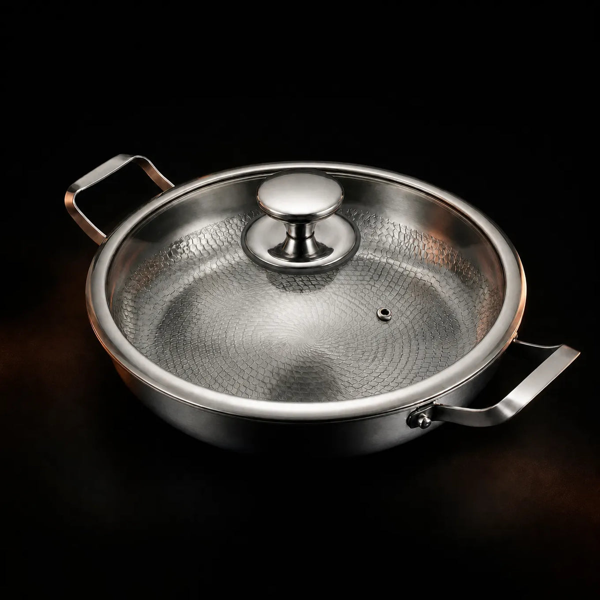 Hand-Hammered Titanium Pan with Dual Side Handles