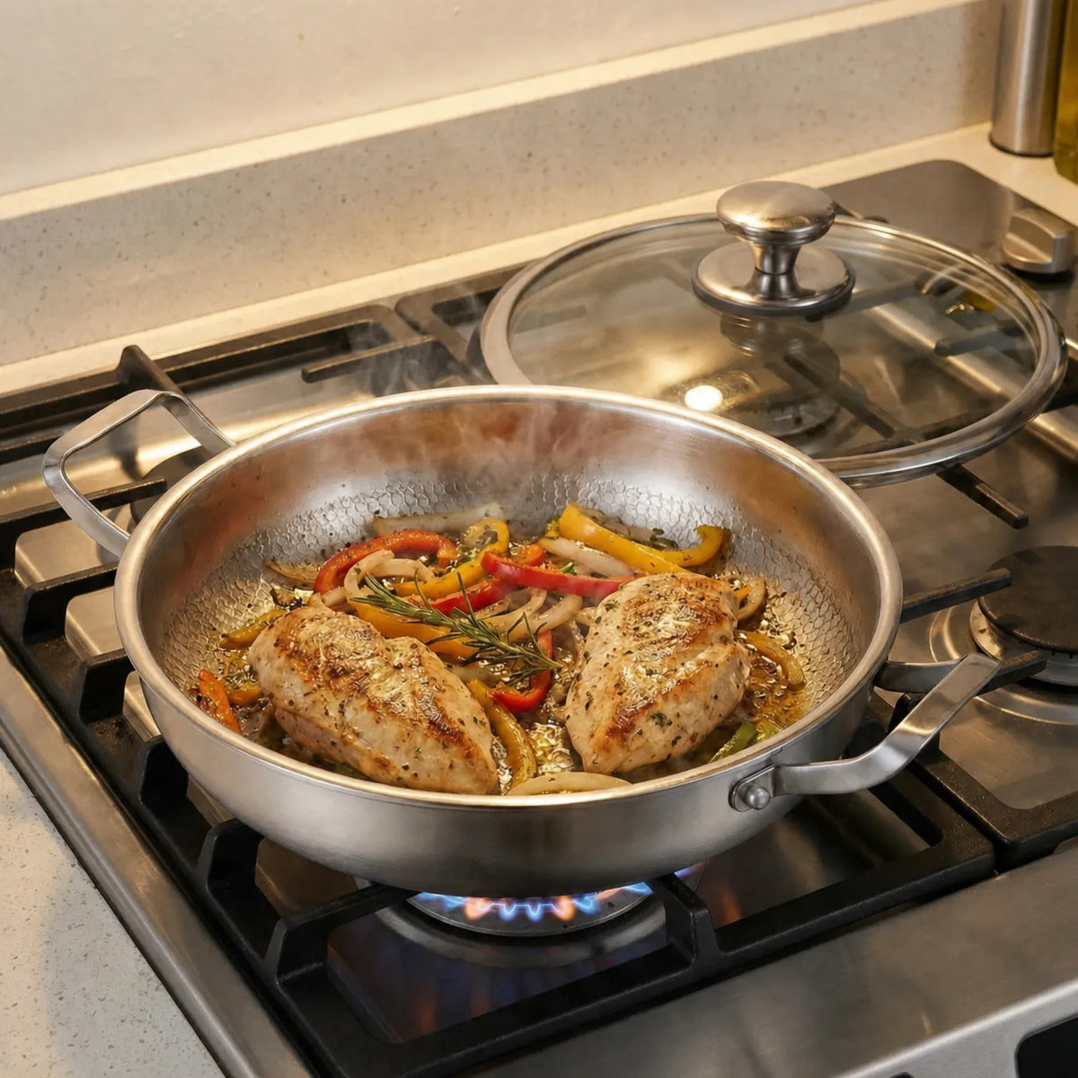 Hand-Hammered Titanium Pan with Dual Side Handles