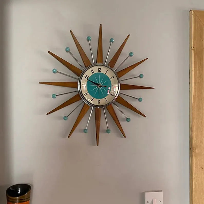 Handmade Mid-Century Modern Wall Clock with Silent Movement