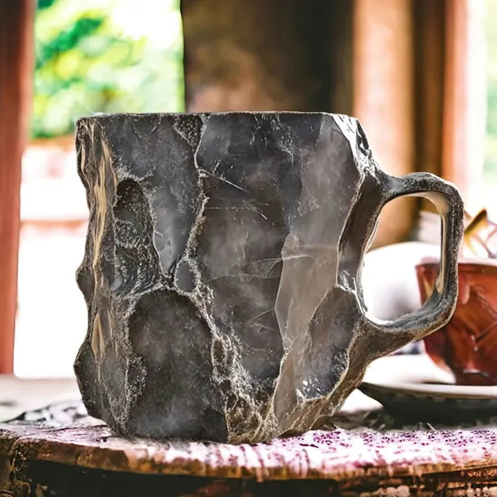 Handmade Mineral Crystal Glass Mug with Insulating Design