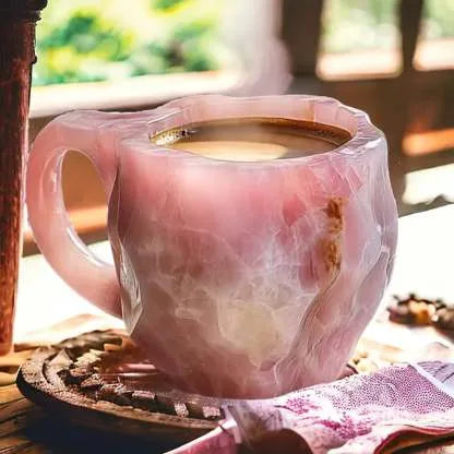 Handmade Mineral Crystal Glass Mug with Insulating Design