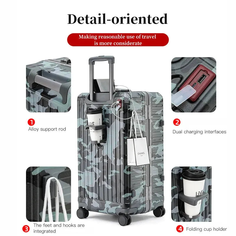 Hard-Shell Travel Suitcase with Wide Handle