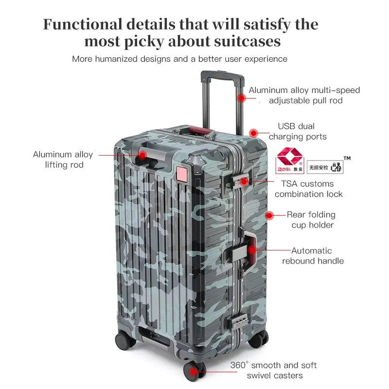 Hard-Shell Travel Suitcase with Wide Handle