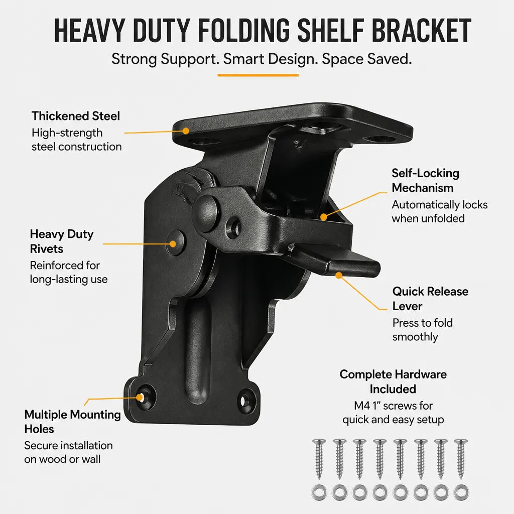 Heavy-Duty Self-Locking Steel Folding Bracket 226.8 kg Capacity