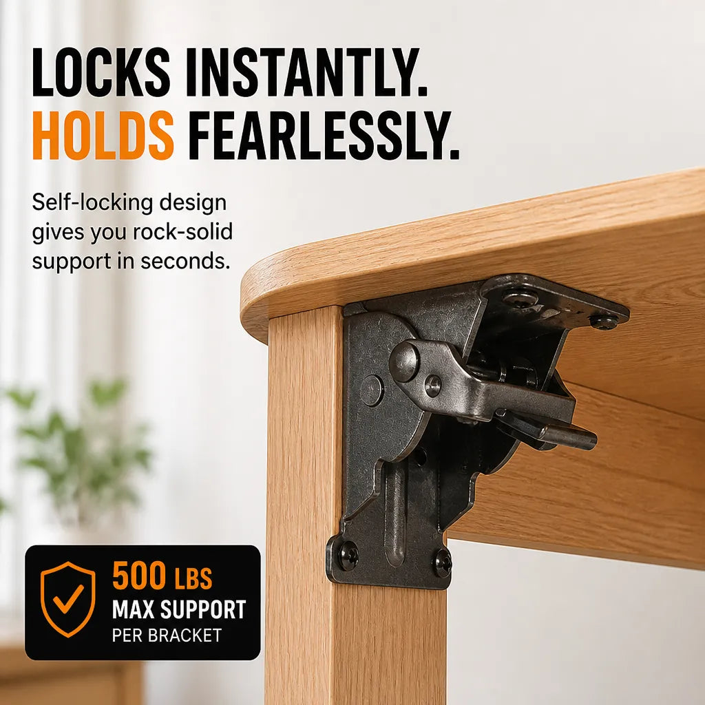 Heavy-Duty Self-Locking Steel Folding Bracket 226.8 kg Capacity