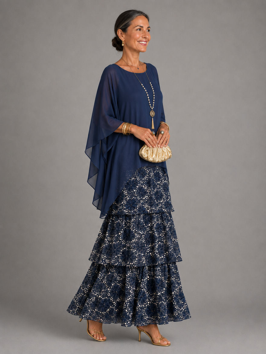Women's Elegant Flowy Tiered Maxi Dress