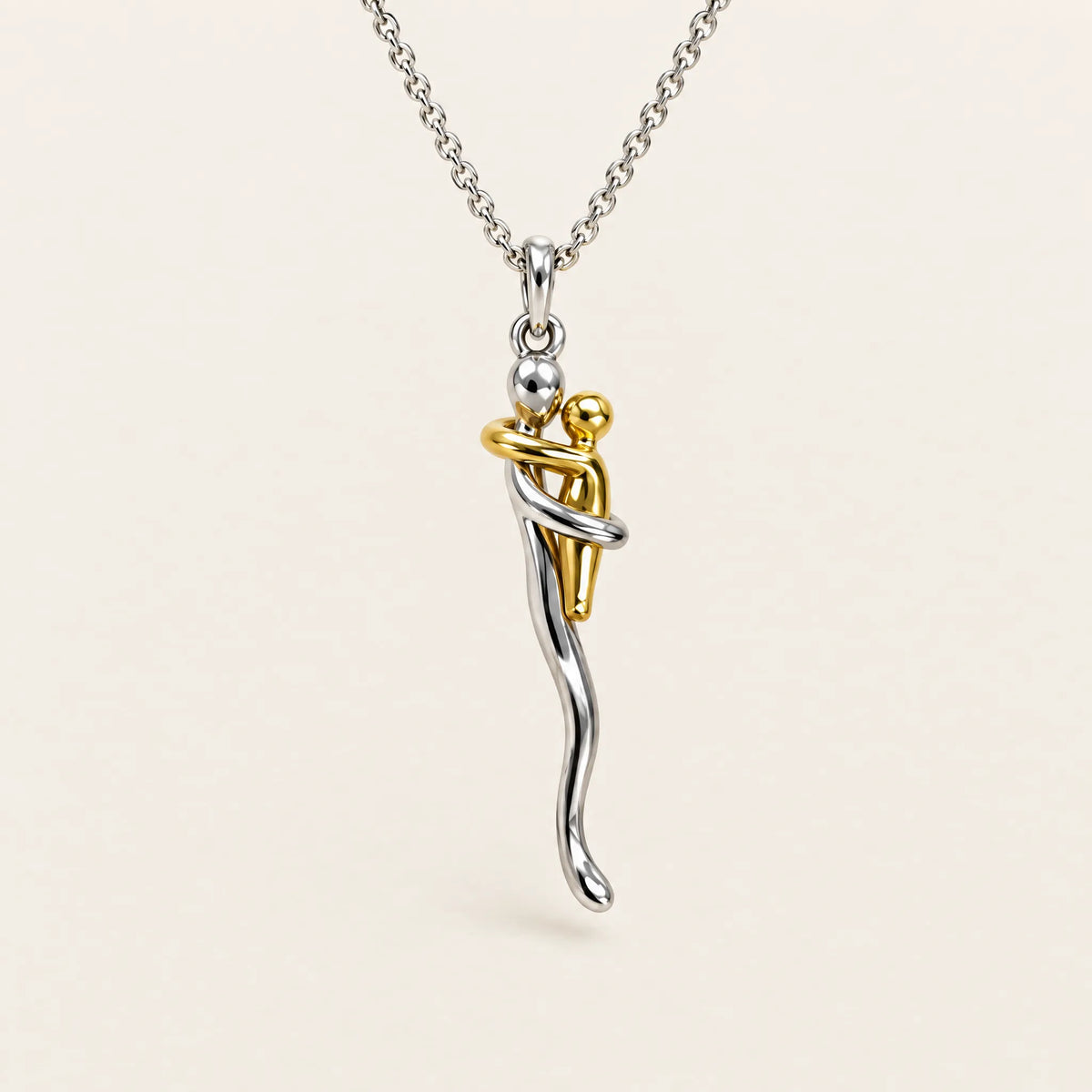 Hug Pendant Necklace in Two-Tone Finish