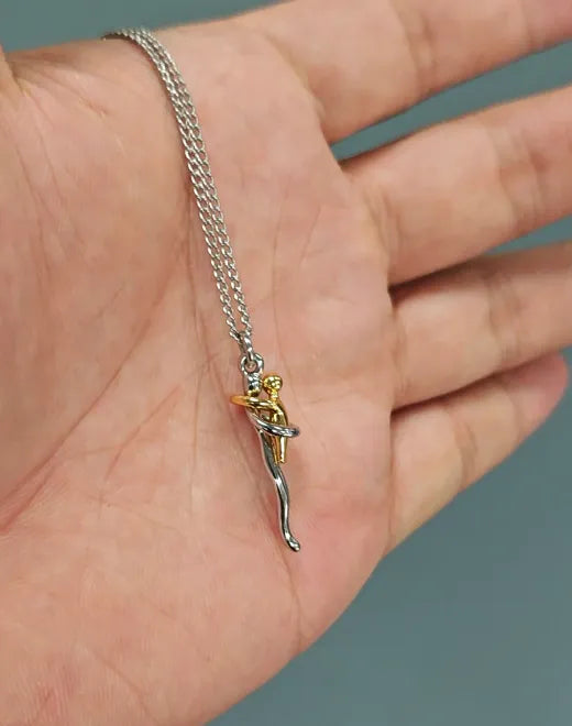 Hug Pendant Necklace in Two-Tone Finish