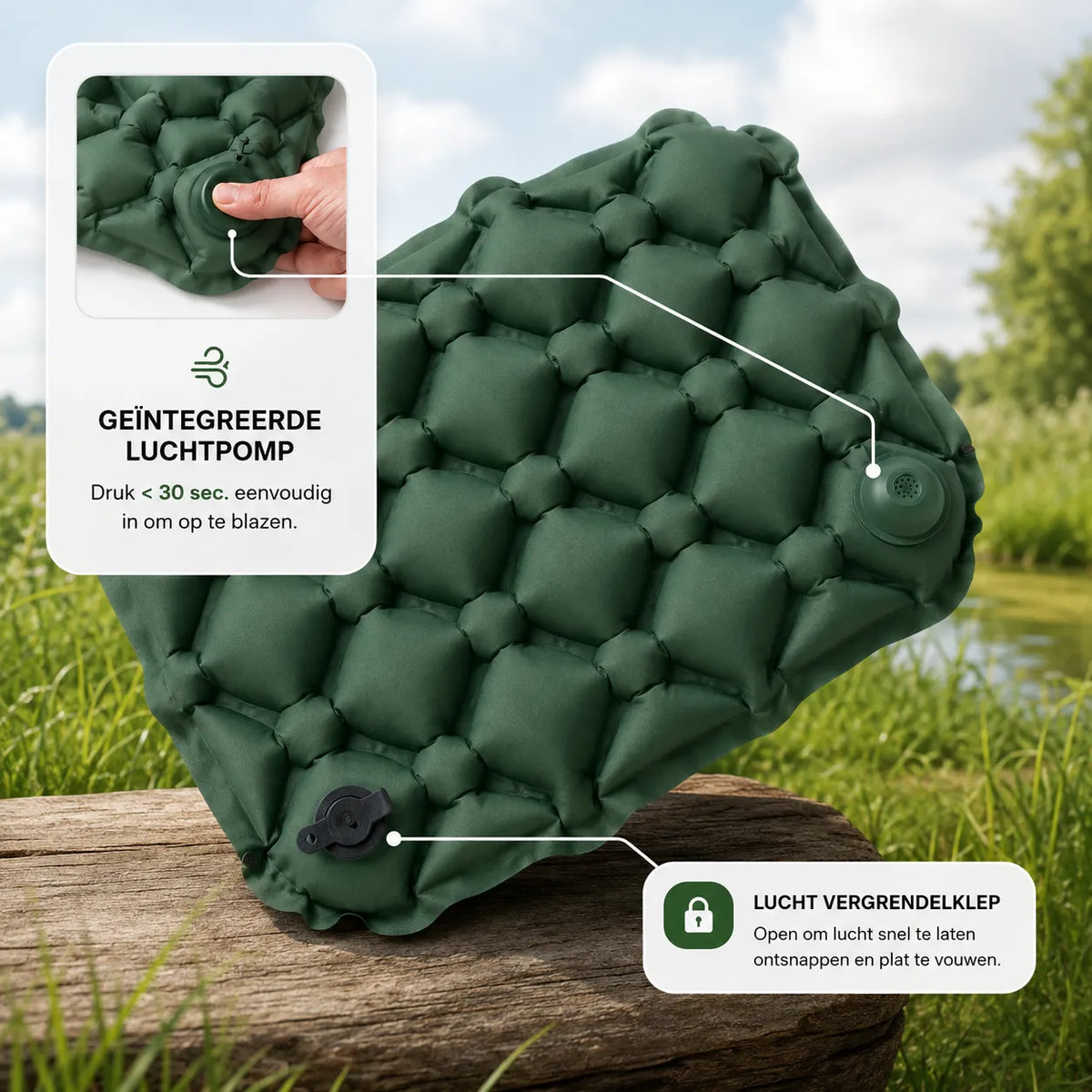 Inflatable Camping Seat Cushion with Built-In Pump