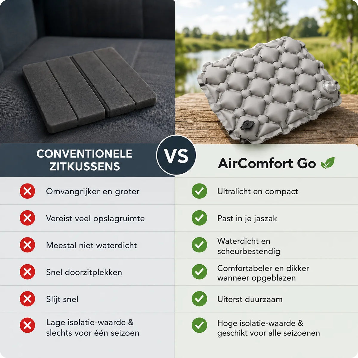Inflatable Camping Seat Cushion with Built-In Pump