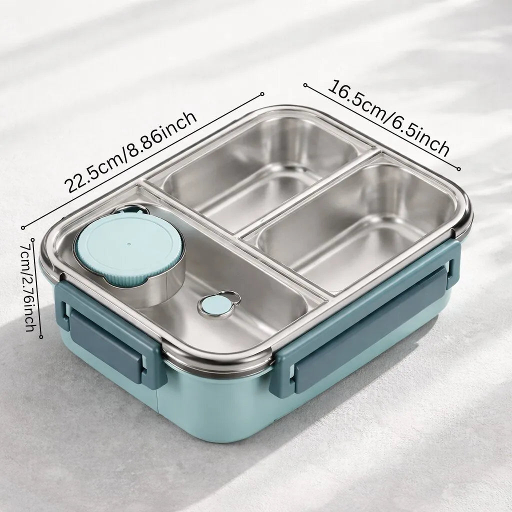 Insulated Thermal Lunch Box with Stainless Steel Compartments