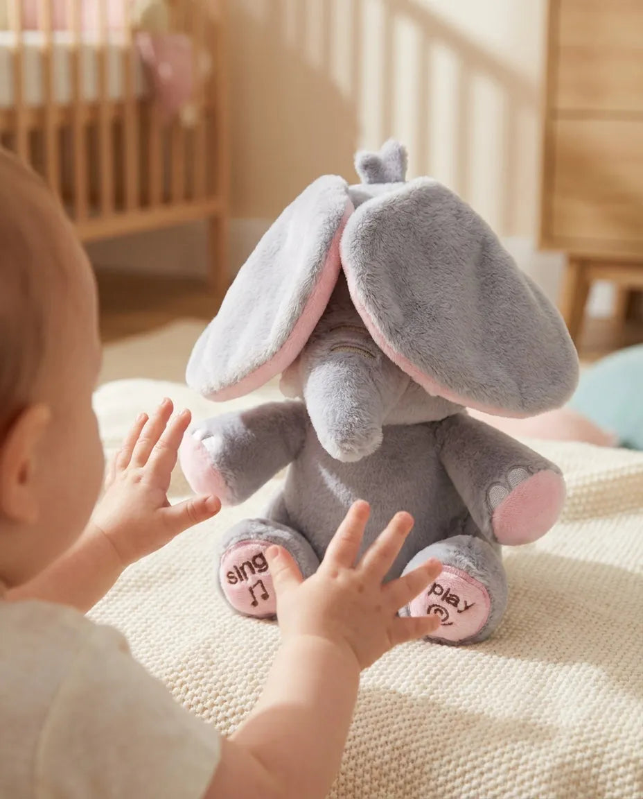 Interactive Peek-a-Boo Elephant Plush Toy with Music