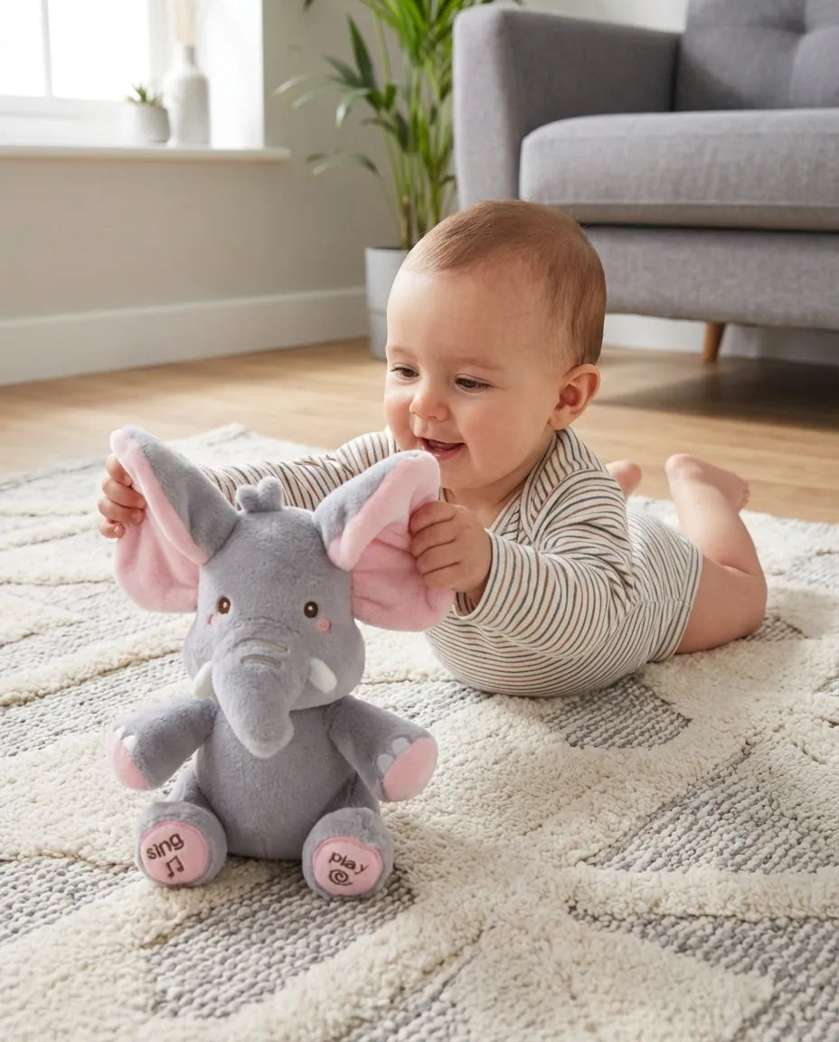 Interactive Peek-a-Boo Elephant Plush Toy with Music