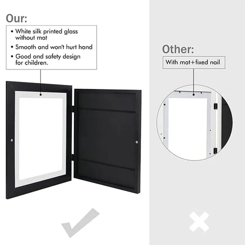 Kids' Artwork Frame with Hinged Opening for A4 Drawings