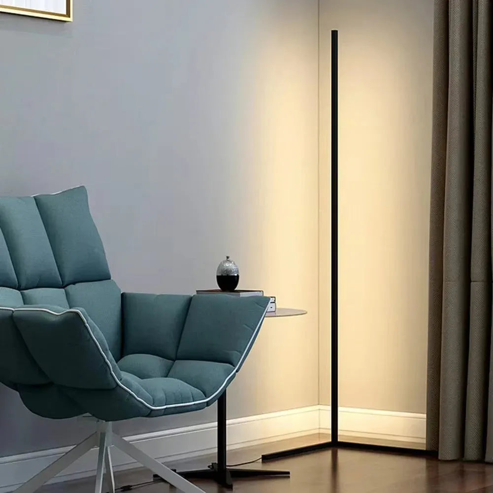 LED Corner Floor Lamp with Adjustable Brightness and Remote Control