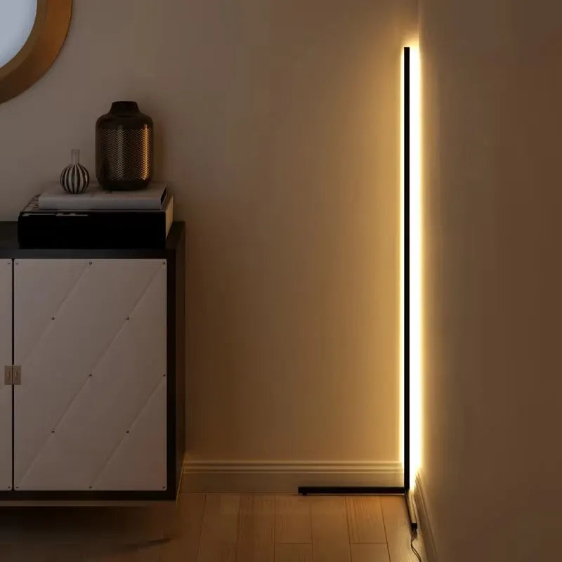 LED Corner Floor Lamp with Adjustable Brightness and Remote Control