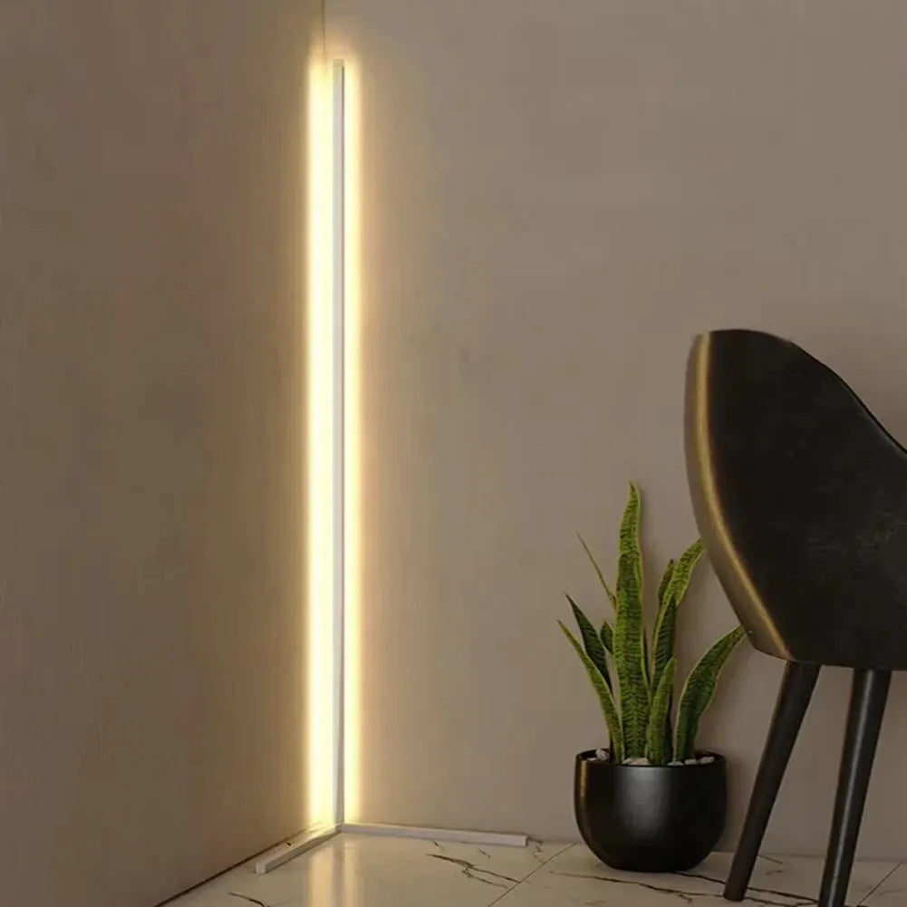LED Corner Floor Lamp with Adjustable Brightness and Remote Control