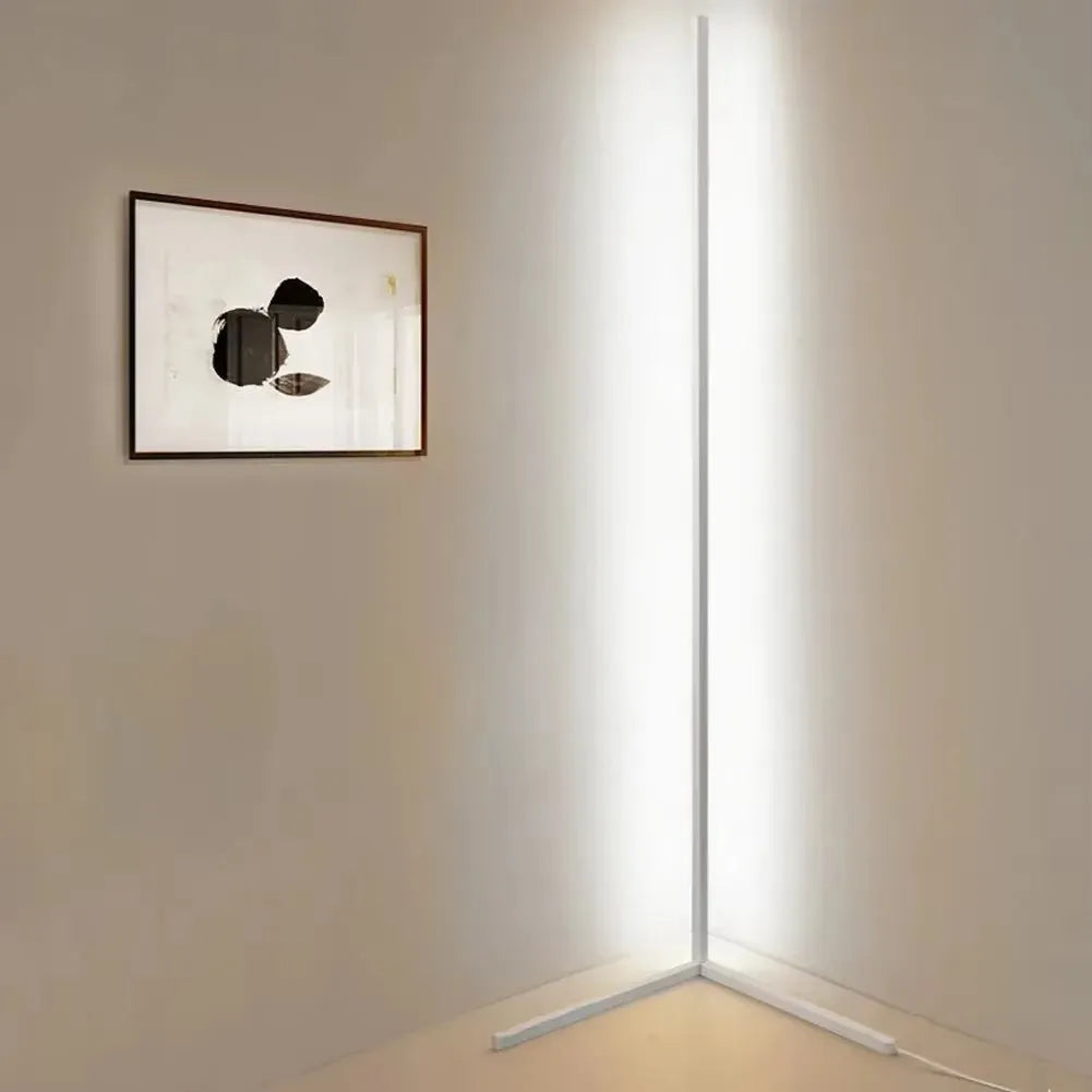 LED Corner Floor Lamp with Adjustable Brightness and Remote Control