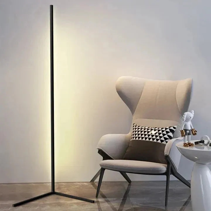 LED Corner Floor Lamp with Adjustable Brightness and Remote Control