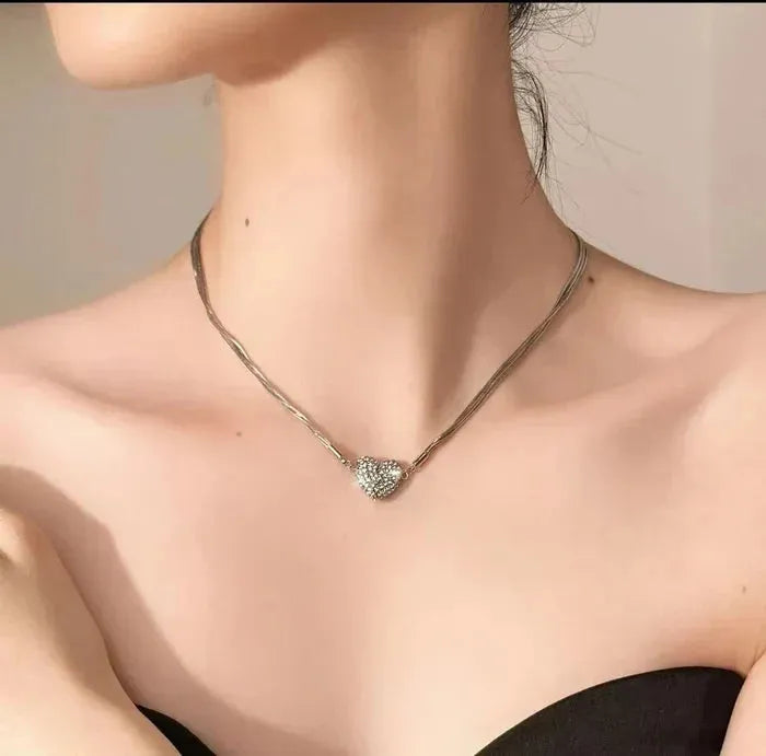 Magnetic Patchwork Love Necklace Set with Zirconia Stones