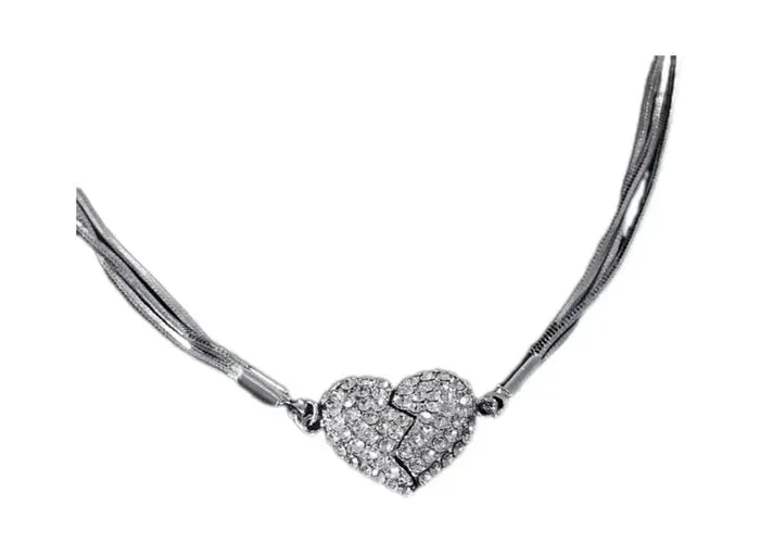 Magnetic Patchwork Love Necklace Set with Zirconia Stones
