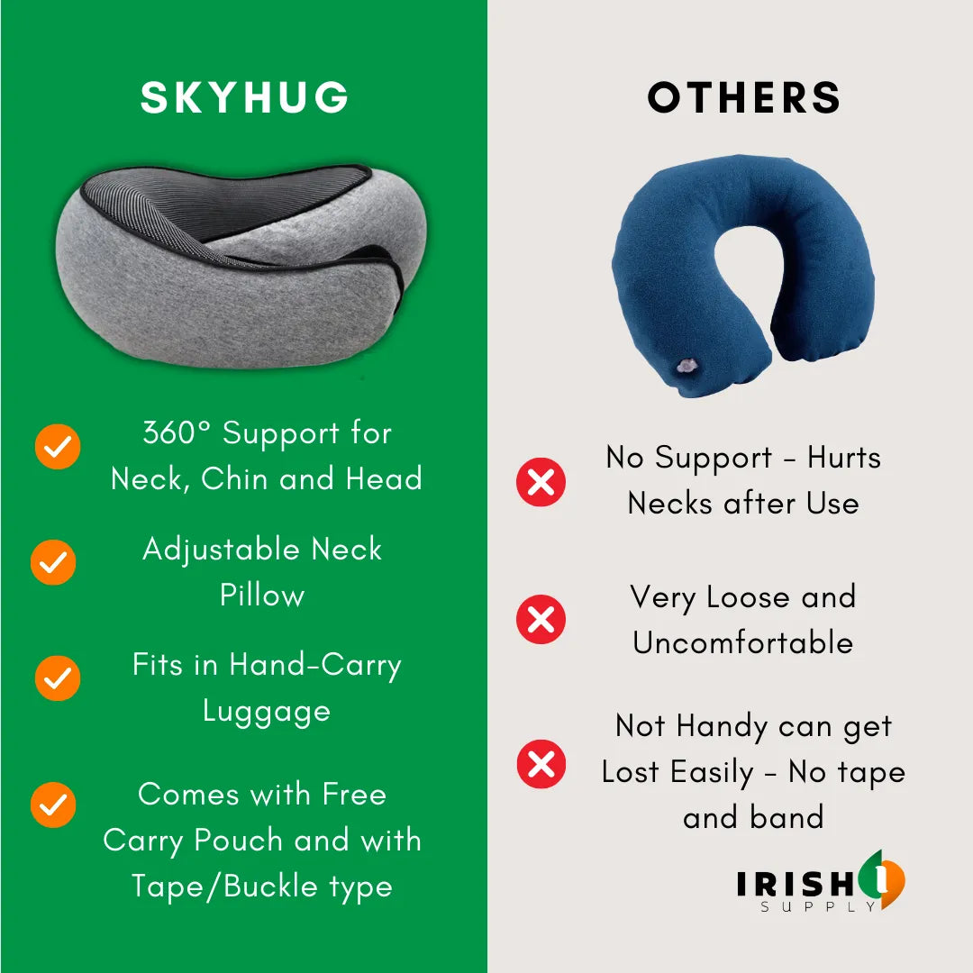 Memory Foam Travel Neck Pillow with Front Support Buckle