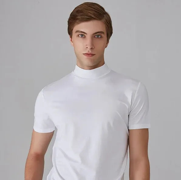 Men's Athletic Stand Collar Short Sleeve T-Shirt