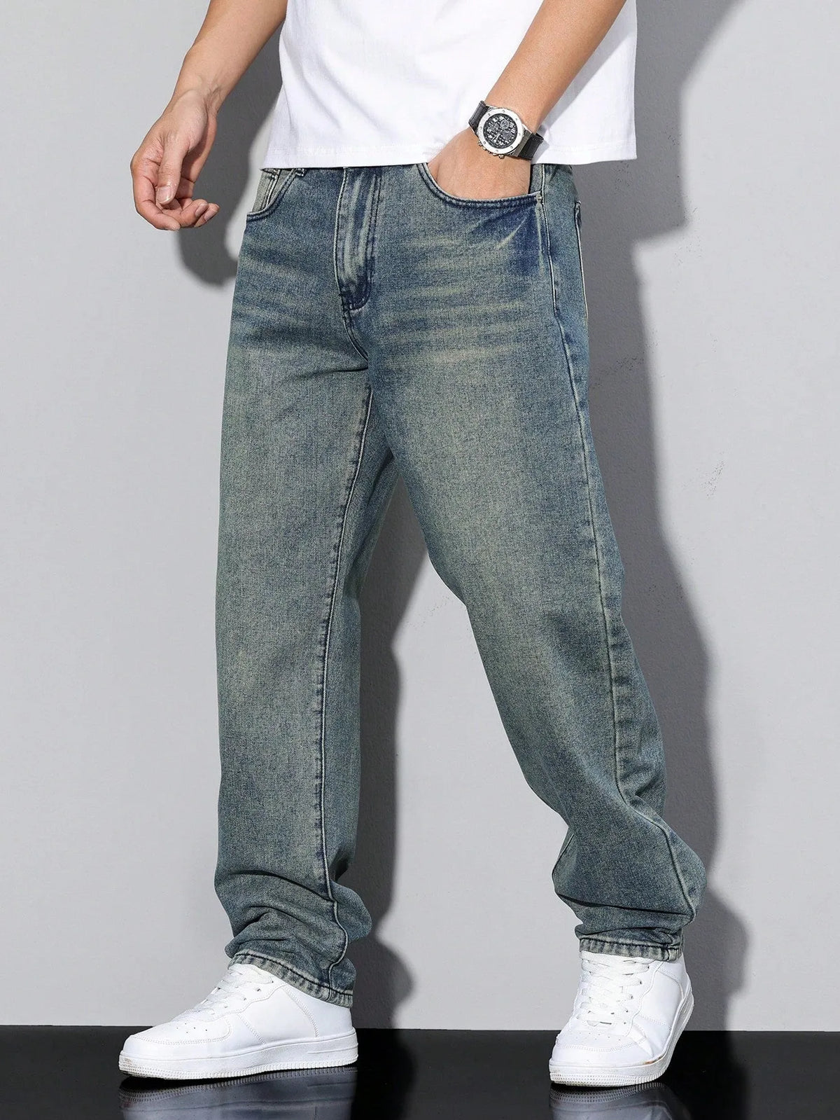 Men's Baggy Jeans with Loose Fit and Pockets