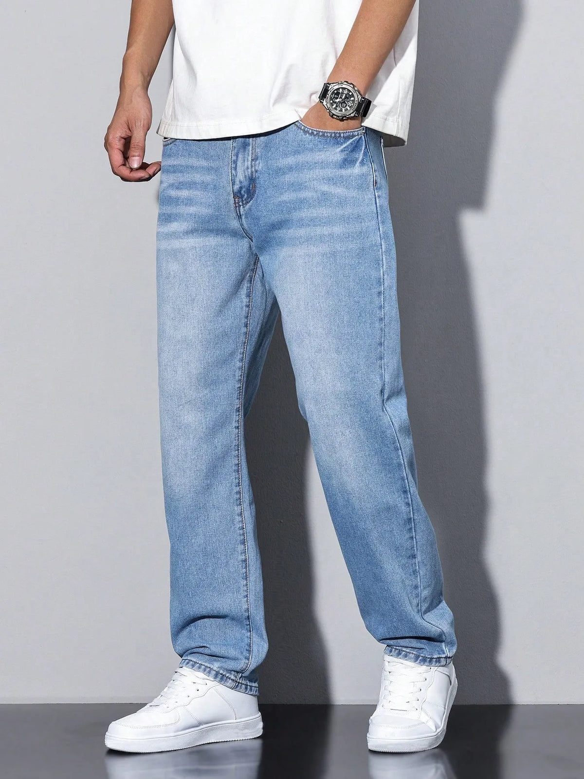 Men's Baggy Jeans with Loose Fit and Pockets