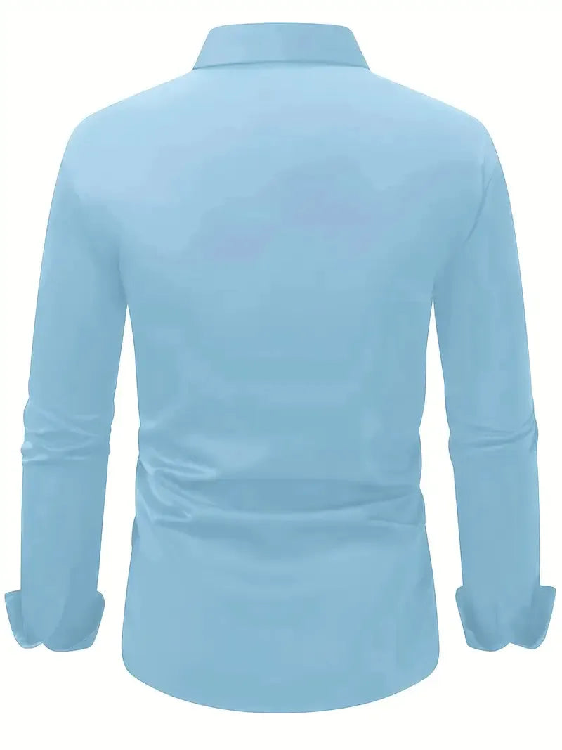 Men's Breathable Wrinkle-Resistant Dress Shirt with Classic Collar