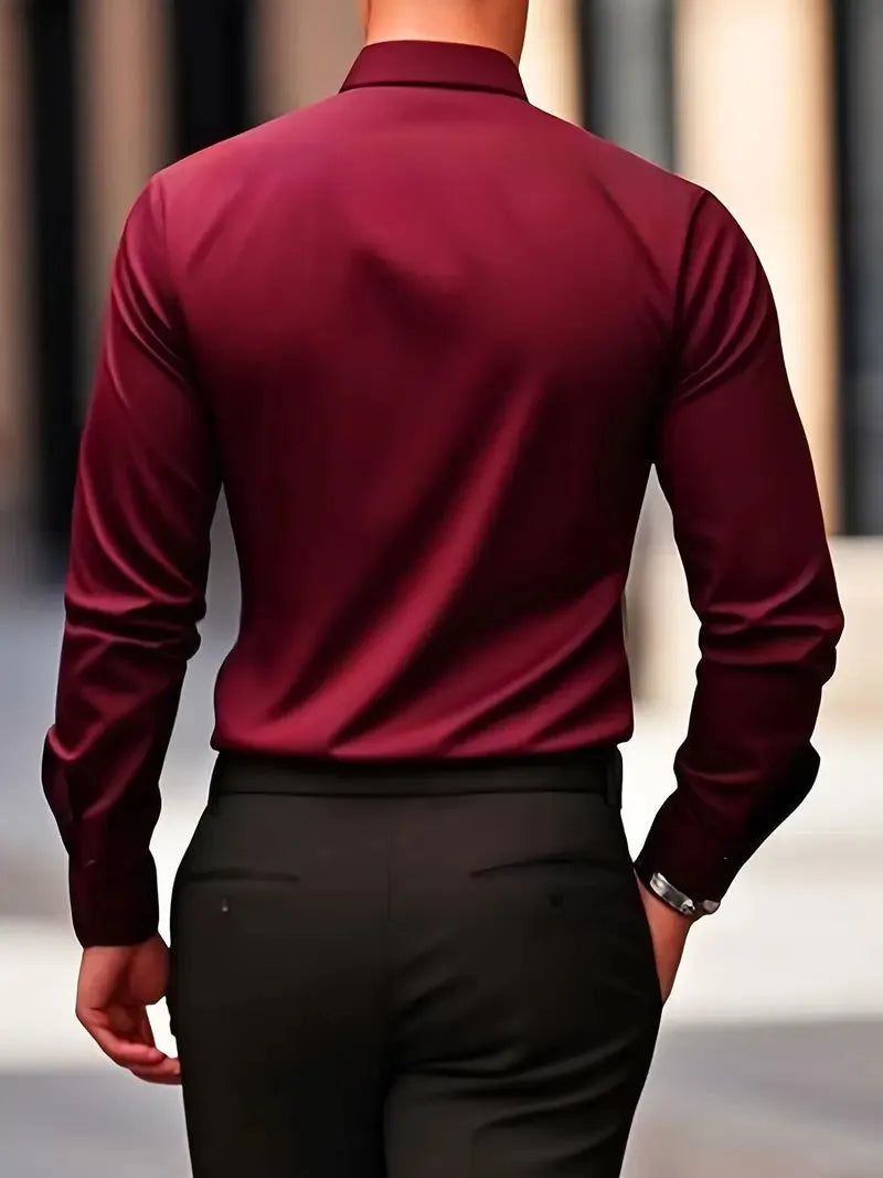 Men's Breathable Wrinkle-Resistant Dress Shirt with Classic Collar