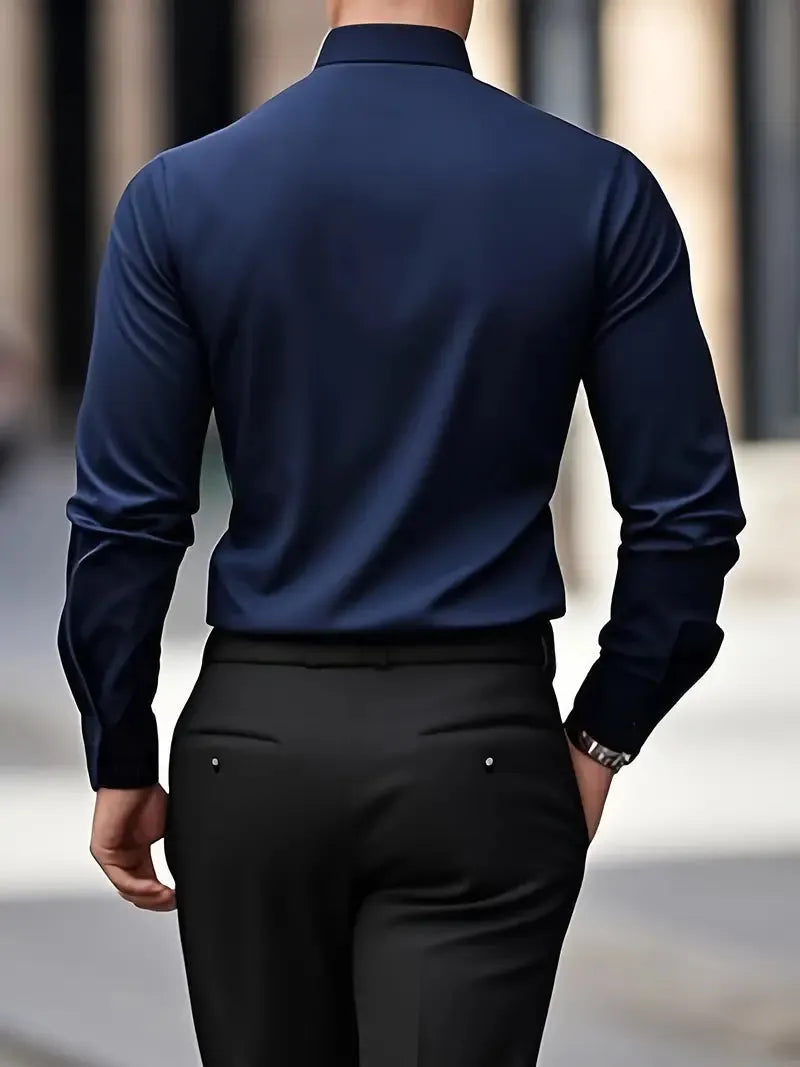 Men's Breathable Wrinkle-Resistant Dress Shirt with Classic Collar