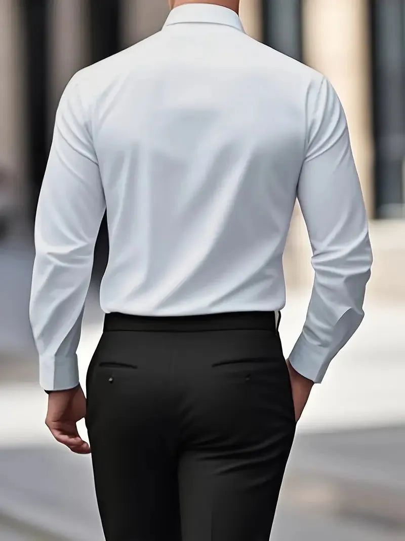 Men's Breathable Wrinkle-Resistant Dress Shirt with Classic Collar