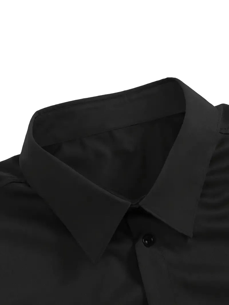 Men's Breathable Wrinkle-Resistant Dress Shirt with Classic Collar