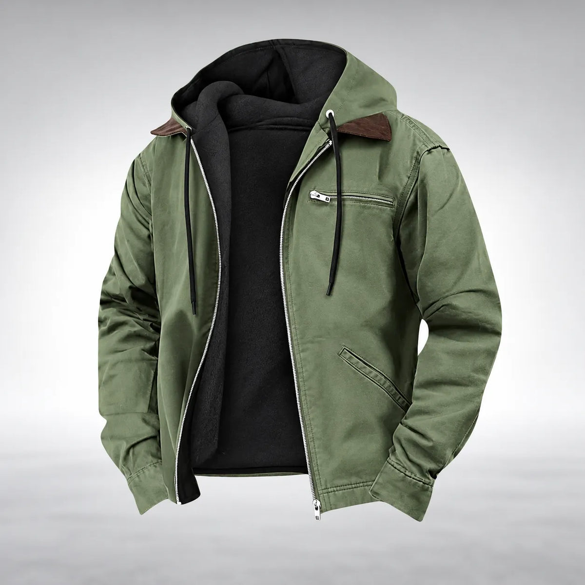 Men's Casual Hooded Jacket with Soft Lining