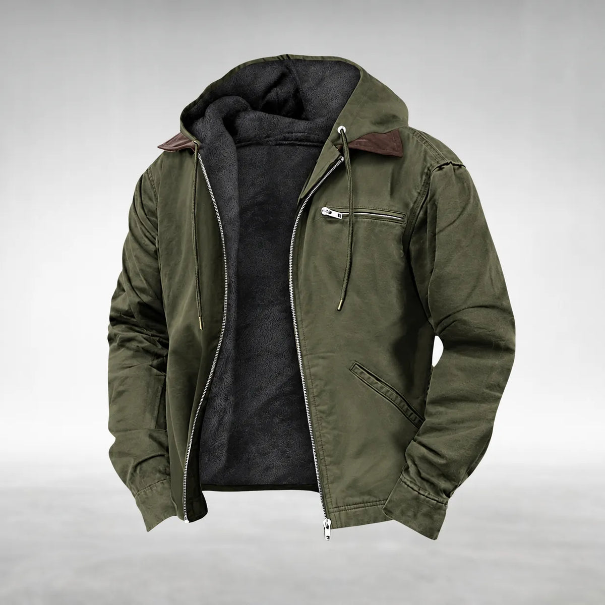 Men's Casual Hooded Jacket with Soft Lining