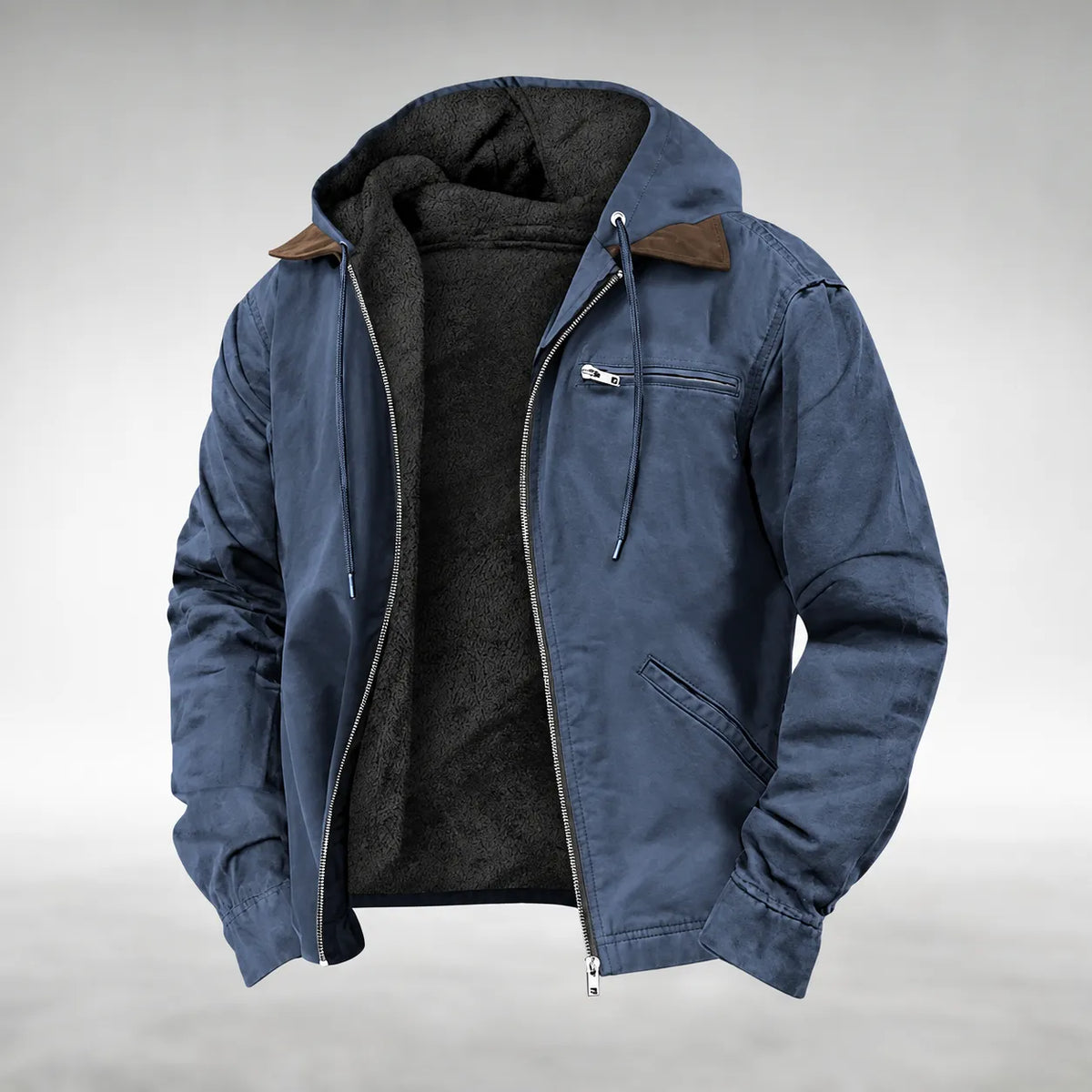 Men's Casual Hooded Jacket with Soft Lining