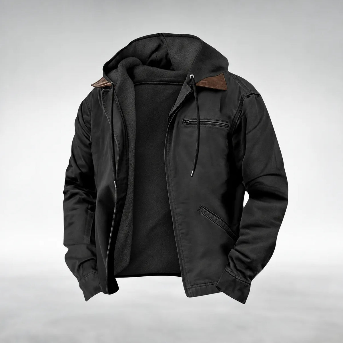 Men's Casual Hooded Jacket with Soft Lining