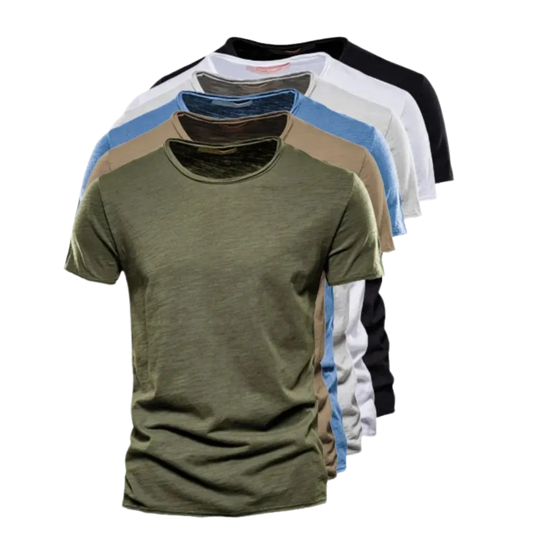 Men's Crewneck Short-Sleeve Slub Texture T-Shirt